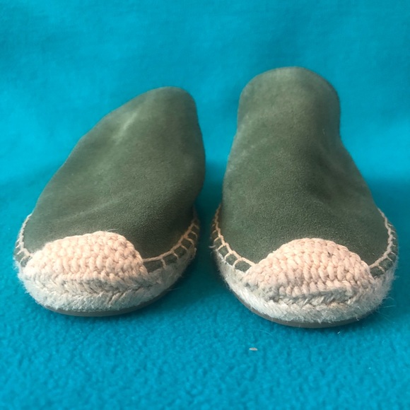 Green Suede Espadrille Mules Sz 7 - Picture 3 of 9